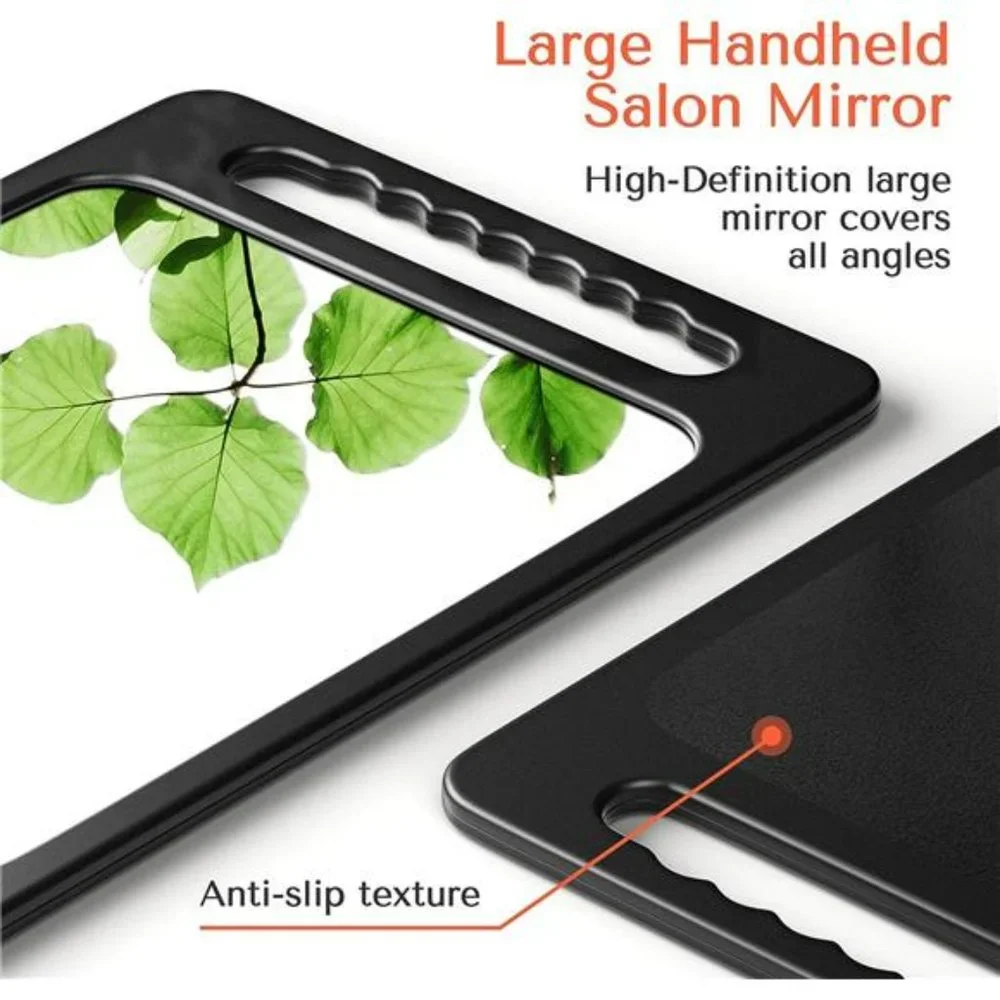 Unbreakable Hand Mirror with Double Handle - Large Handheld Barber Mirror